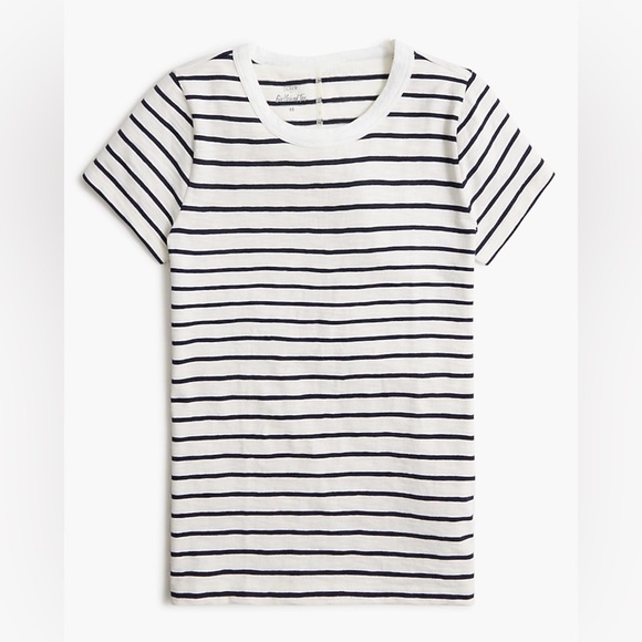 J. Crew Tops - J crew girlfriend tee stripes Marker Stripe Ivory Navy